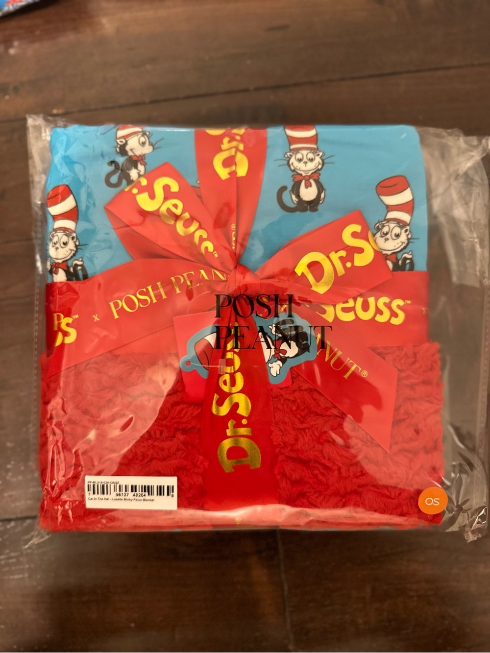 Posh Peanut Blue & Red Cat in the Hat Baby Blanket